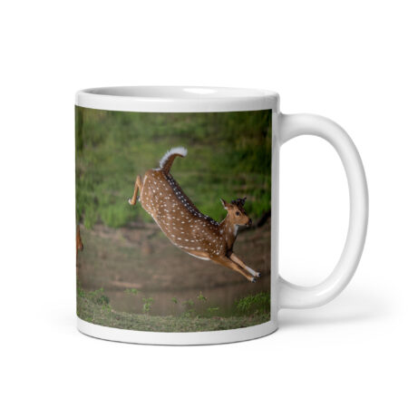 Running away from dhole! White glossy mug