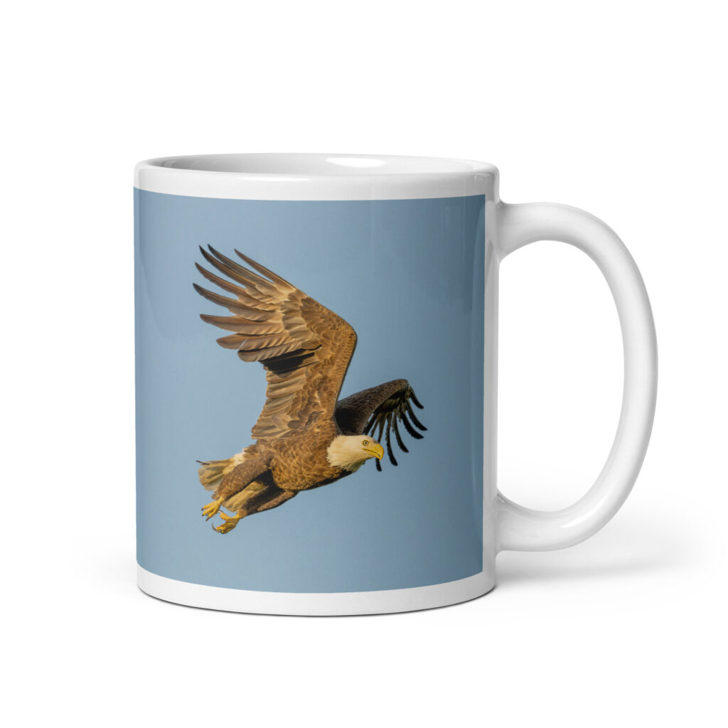 Blue Sky Bald Eagle! White glossy mug