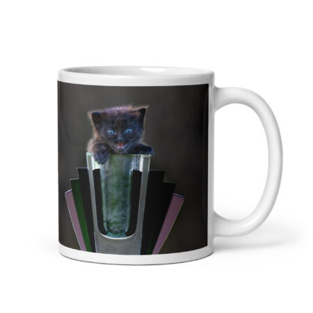 Kitten with Blue Eyes! White glossy mug