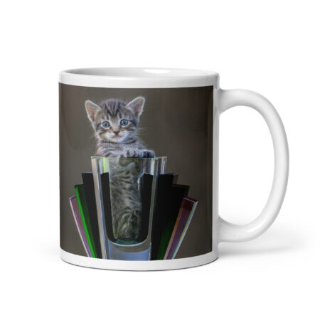 Surprised Kitten! White glossy mug