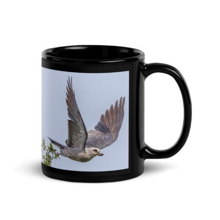 Mississippi kite with its prey! Black Glossy Mug