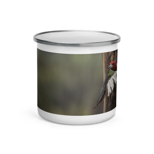 Red-Headed Woodpecker in flight! Enamel Mug - Image 2