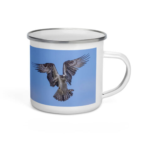 Osprey in the blue sky! Enamel Mug