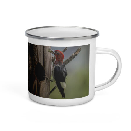 Red-Headed Woodpecker with Food! Enamel Mug