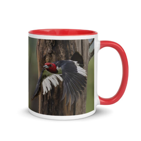 Red-Headed Woodpecker in flight! Mug with Color Inside