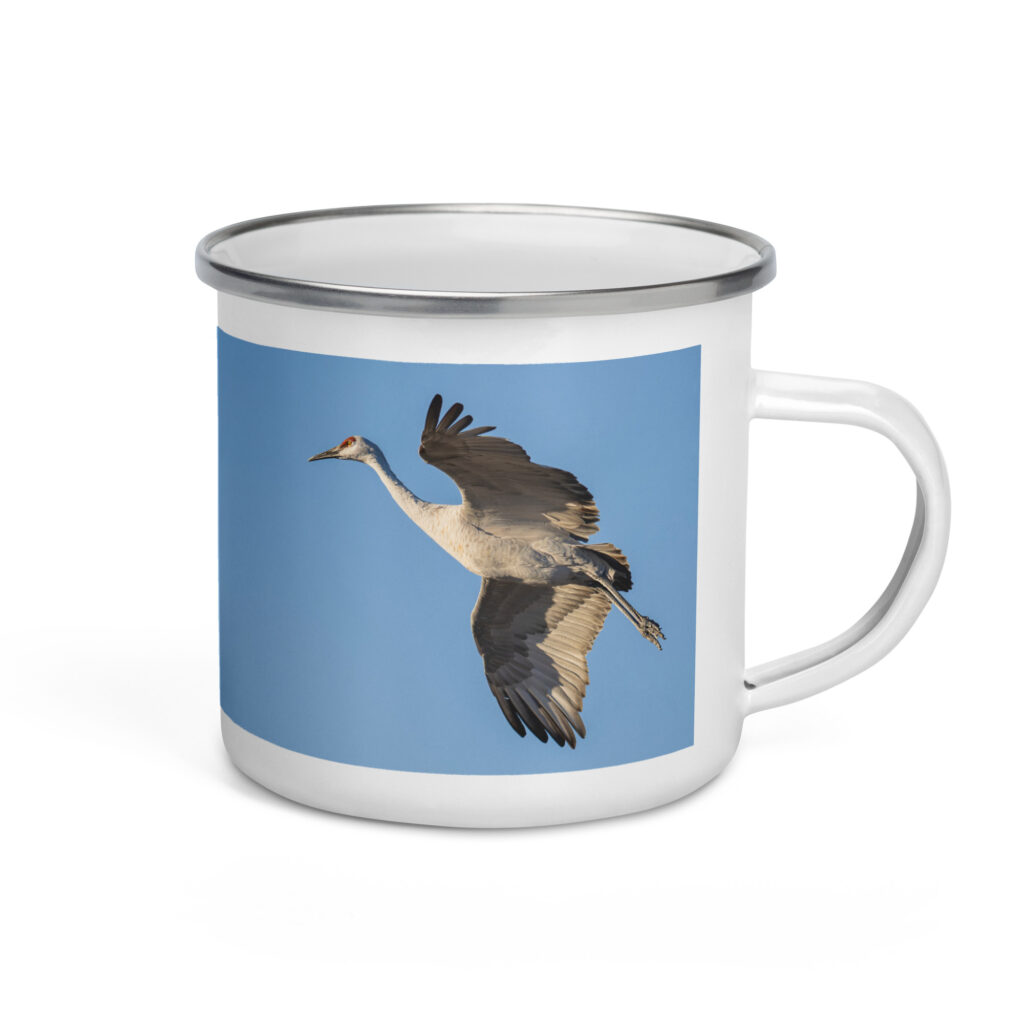 Sandhill Crane Landing! Enamel Mug