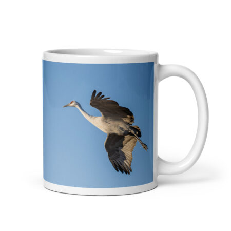 Sandhill Crane Landing! White glossy mug