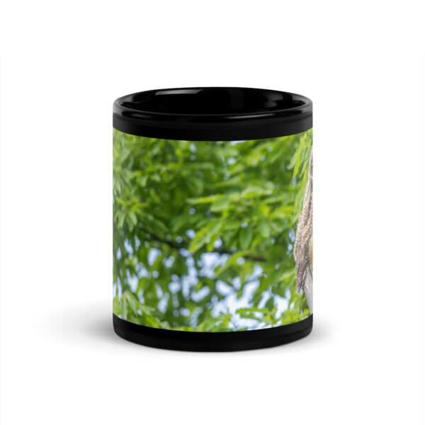 Baby Great horned owl! Black Glossy Mug - Image 3
