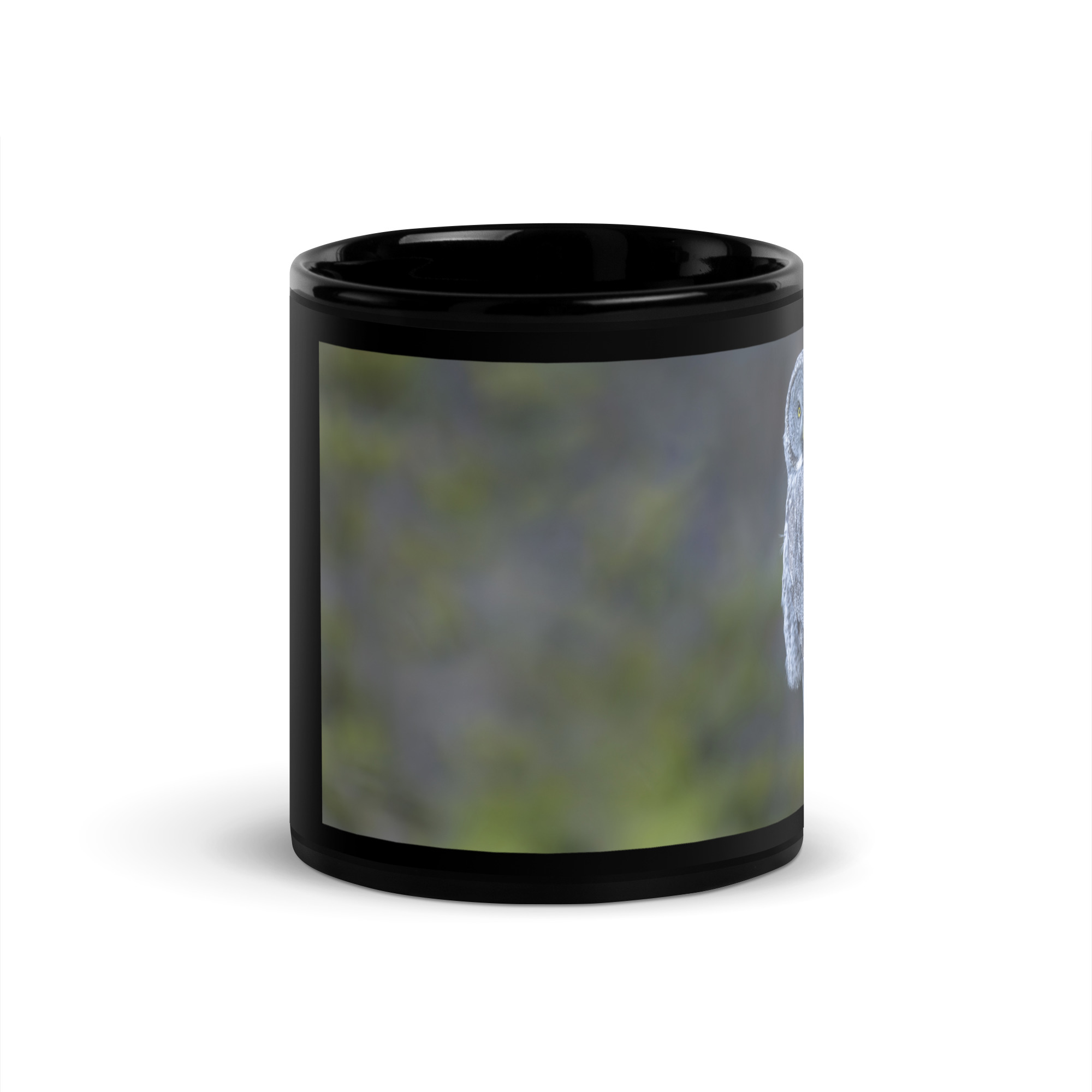 Great Grey Owl! Black Glossy Mug - Image 3