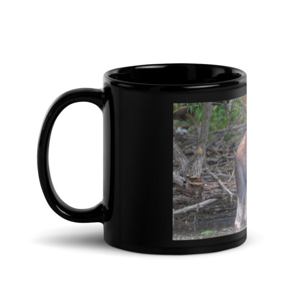 Portrait of a Mama Moose!  Black Glossy Mug - Image 2