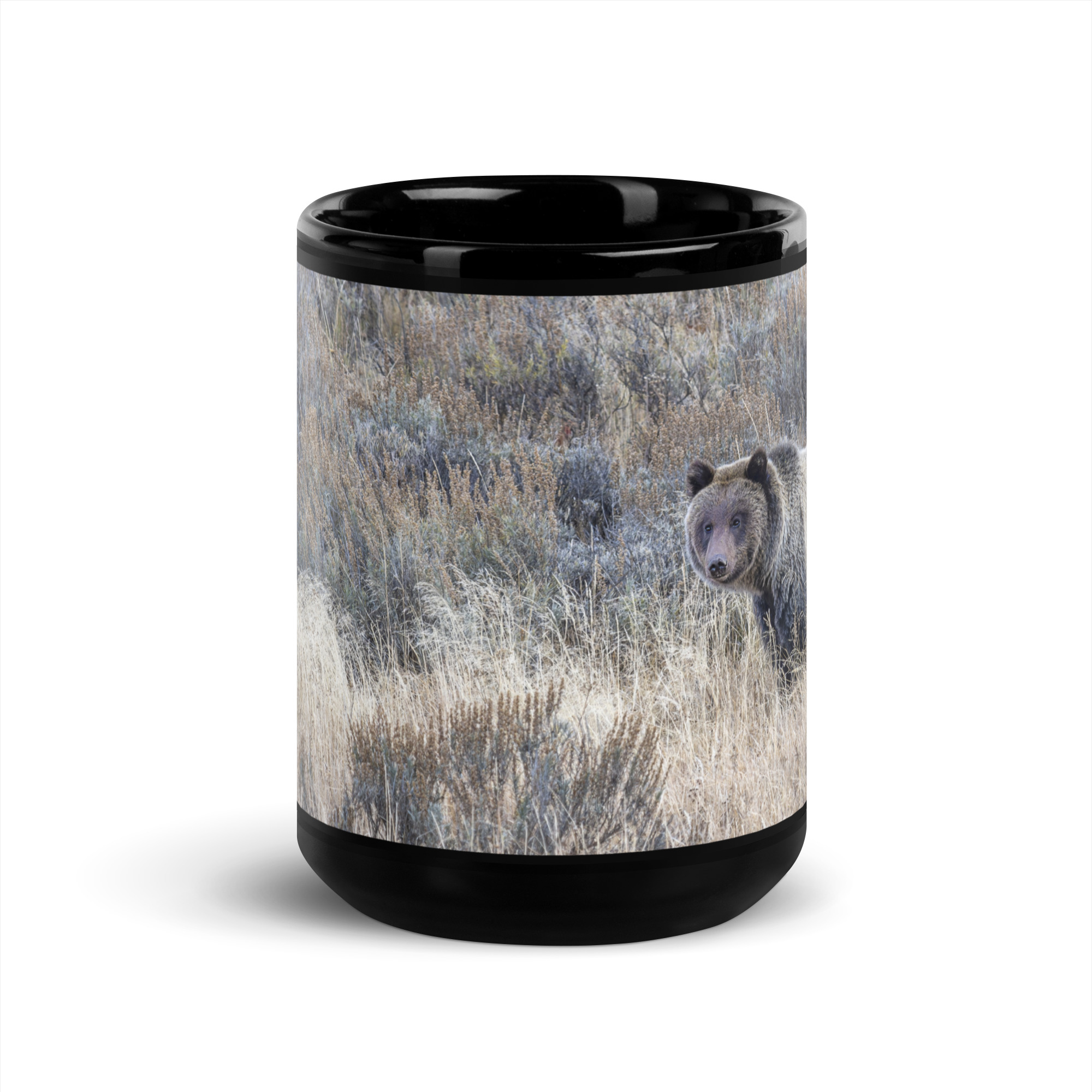 Grizzly bear! Black Glossy Mug - Image 6