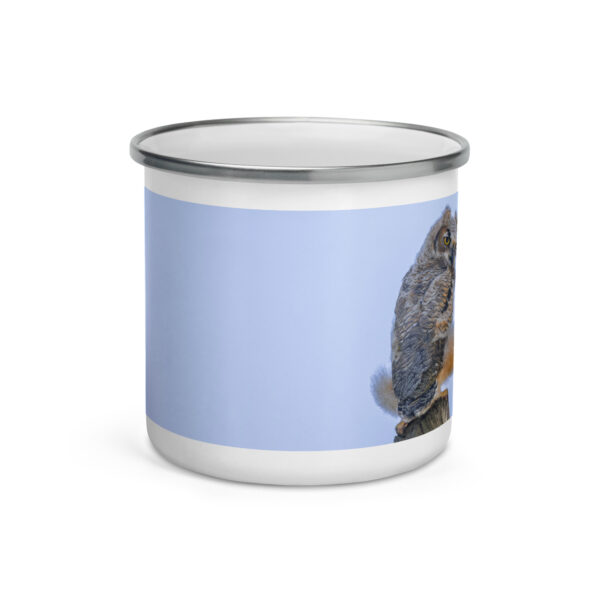 Baby Great Horned Owl! Enamel Mug - Image 2