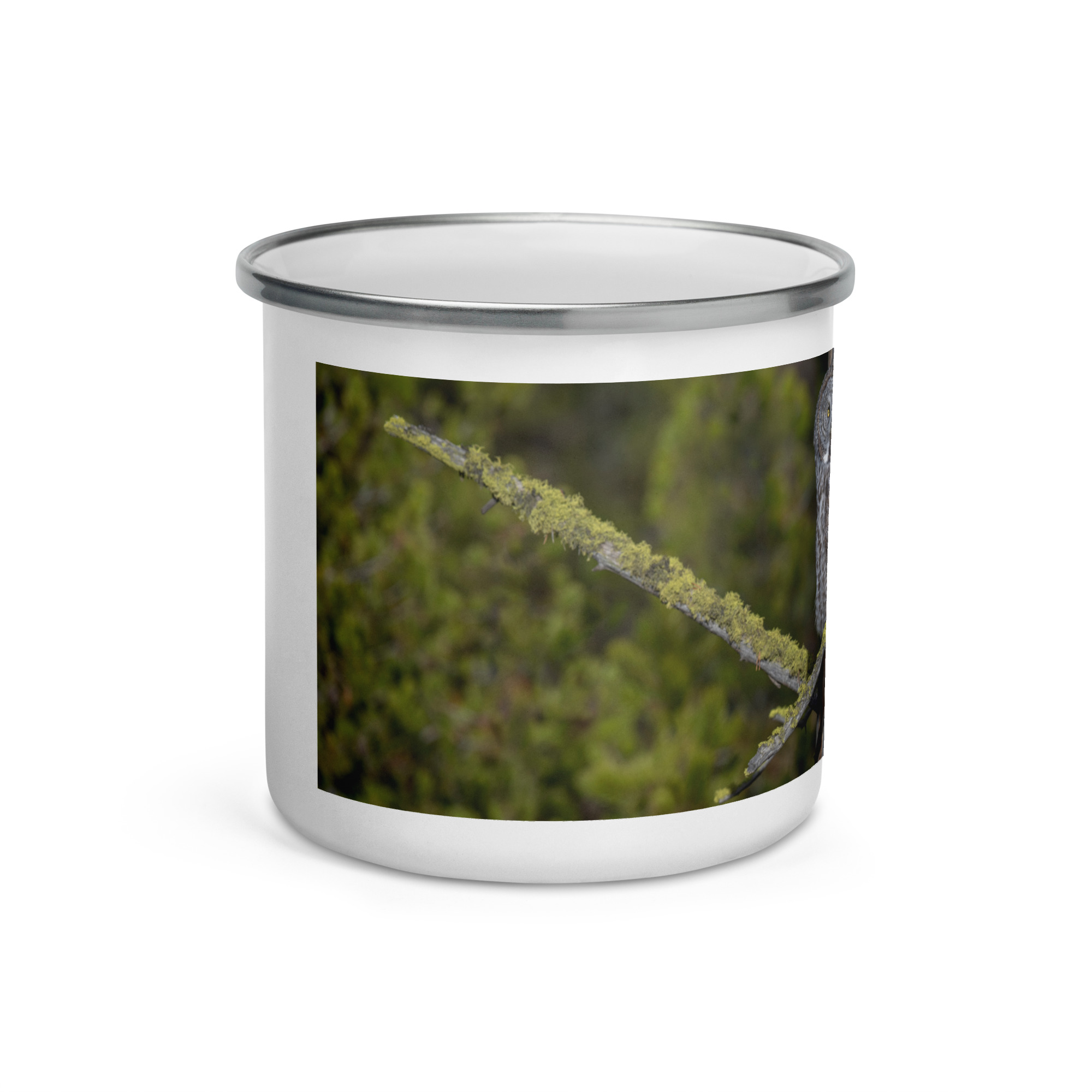 Great Grey Owl Basking in the Sun! Enamel Mug - Image 2