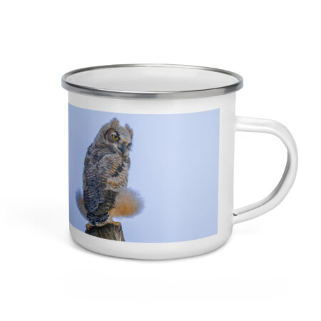 Baby Great Horned Owl! Enamel Mug
