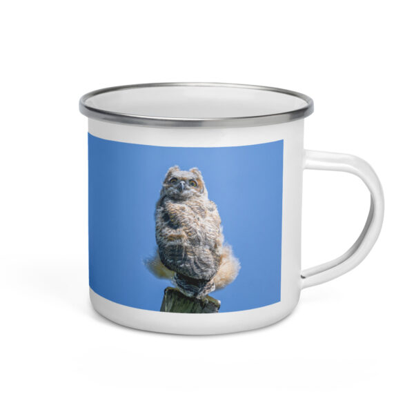 Baby Great horned owl! Enamel Mug