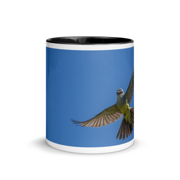 Western Kingbird Hovering Blue Sky! Mug with Color Inside - Image 3