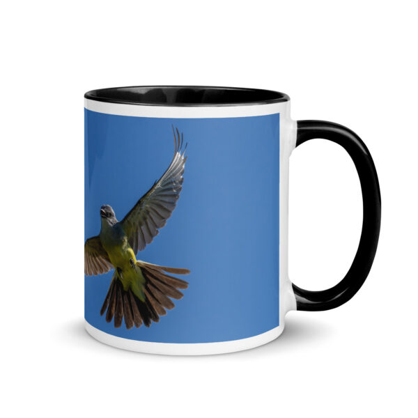 Western Kingbird Hovering Blue Sky! Mug with Color Inside - Image 2