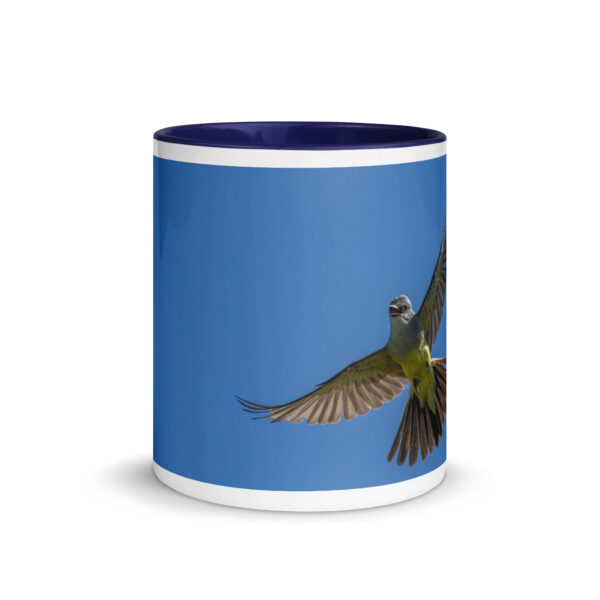 Western Kingbird Hovering Blue Sky! Mug with Color Inside - Image 6