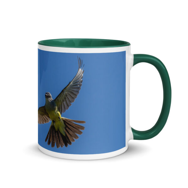 Western Kingbird Hovering Blue Sky! Mug with Color Inside - Image 10