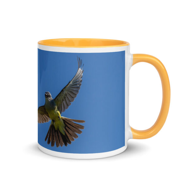 Western Kingbird Hovering Blue Sky! Mug with Color Inside - Image 22