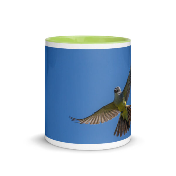 Western Kingbird Hovering Blue Sky! Mug with Color Inside - Image 26