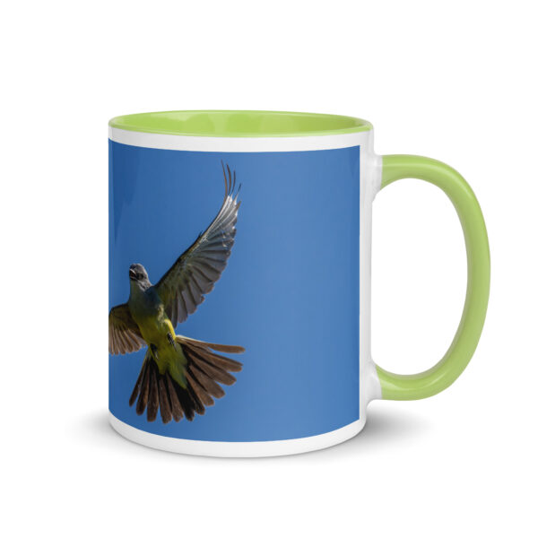 Western Kingbird Hovering Blue Sky! Mug with Color Inside - Image 25