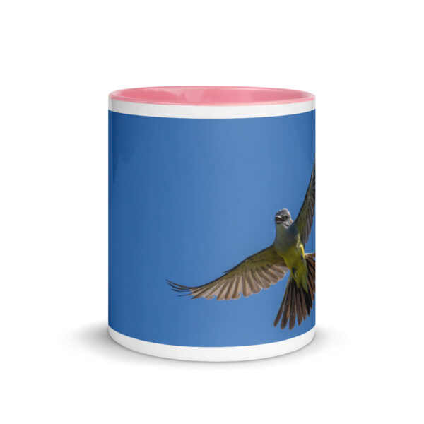 Western Kingbird Hovering Blue Sky! Mug with Color Inside - Image 20