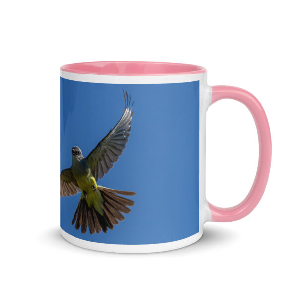 Western Kingbird Hovering Blue Sky! Mug with Color Inside - Image 19