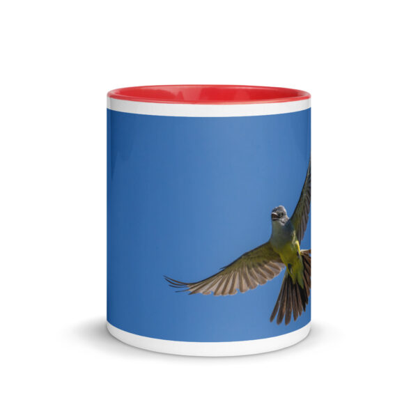 Western Kingbird Hovering Blue Sky! Mug with Color Inside - Image 8