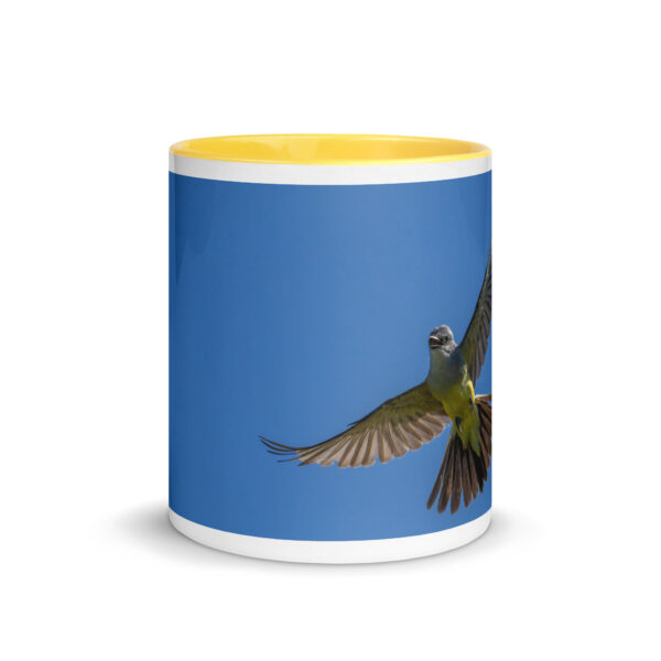 Western Kingbird Hovering Blue Sky! Mug with Color Inside - Image 29