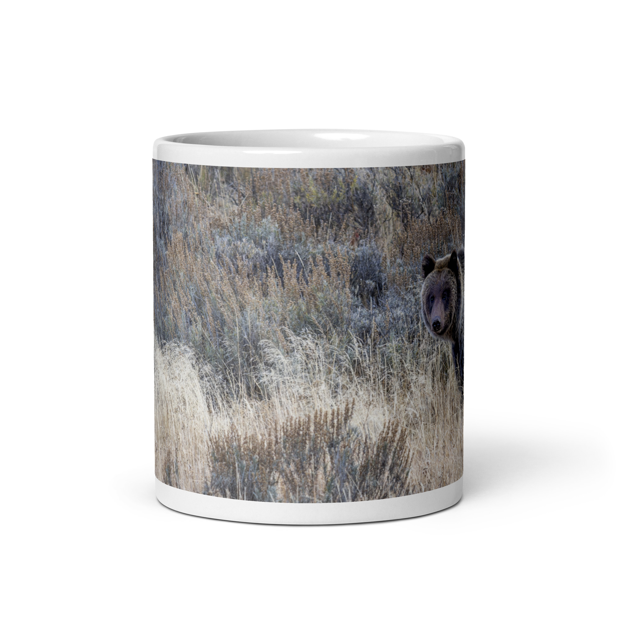 Grizzly bear! White glossy mug - Image 3