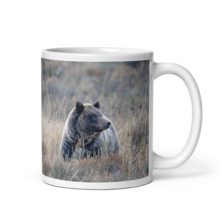 Grizzly bear! White glossy mug