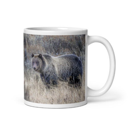 Grizzly bear! White glossy mug
