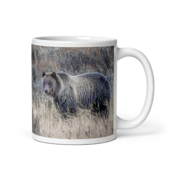 Grizzly bear! White glossy mug