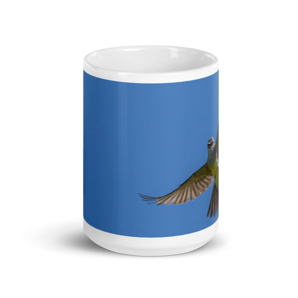 Western Kingbird Hovering Blue Sky! White glossy mug - Image 6
