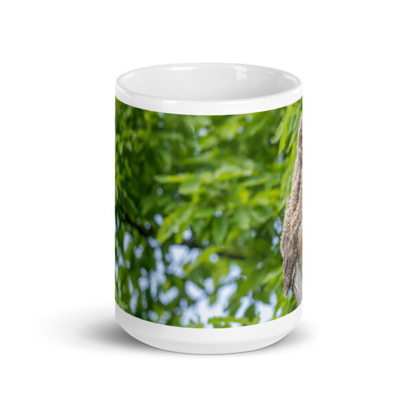 Baby Great horned owl! White glossy mug - Image 6