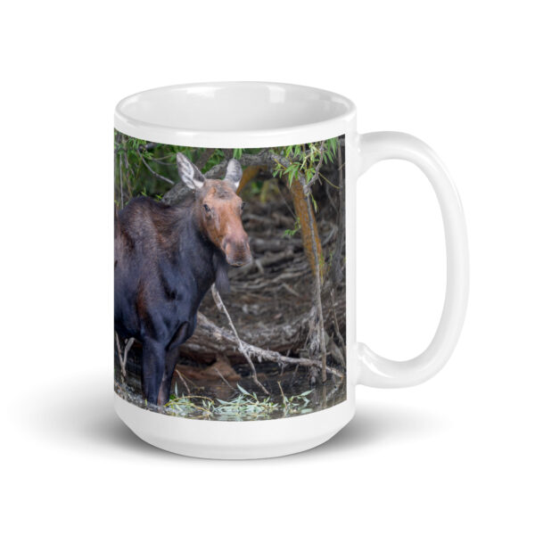 Portrait of a Mama Moose! White glossy mug - Image 4