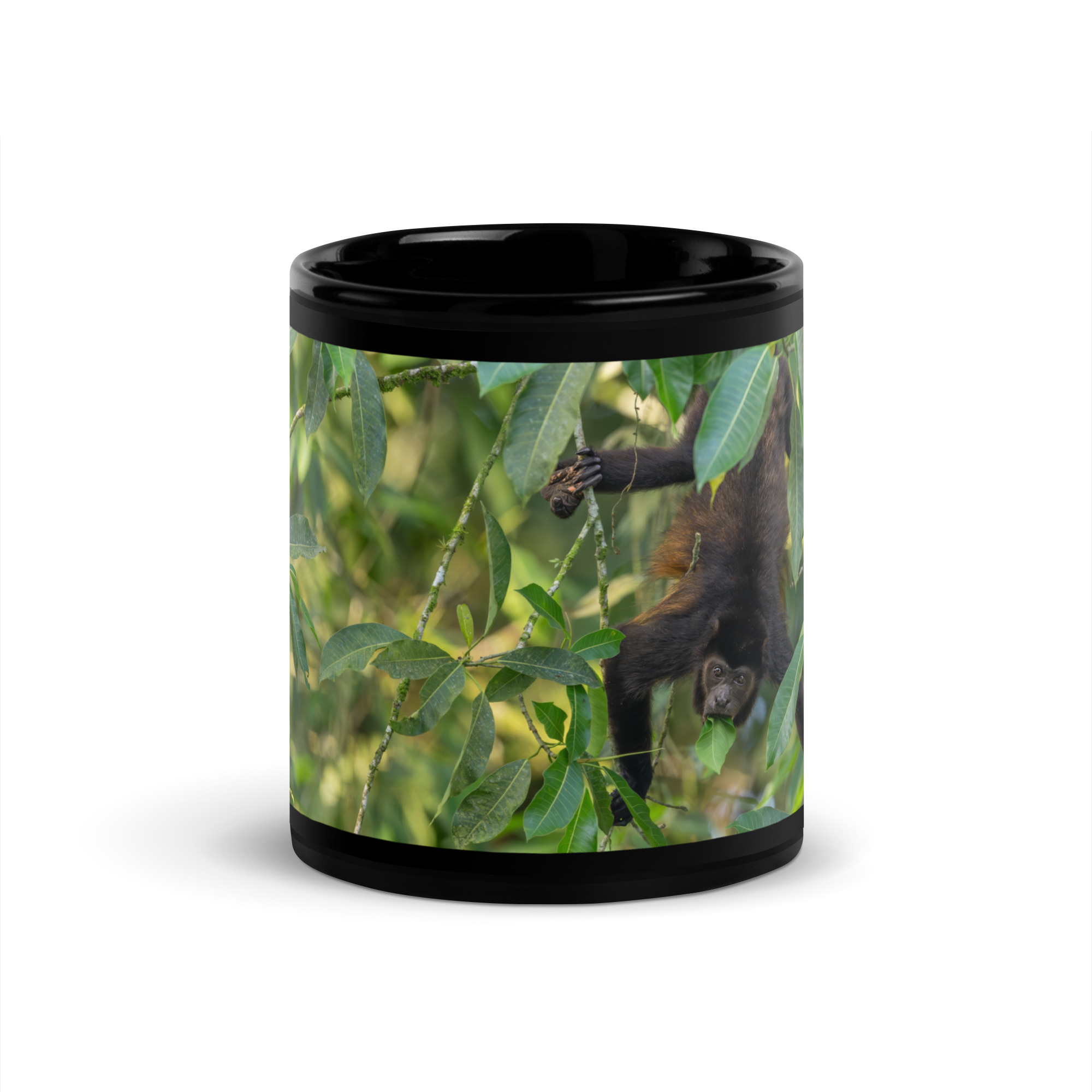 Howler monkey! Black Glossy Mug - Image 3