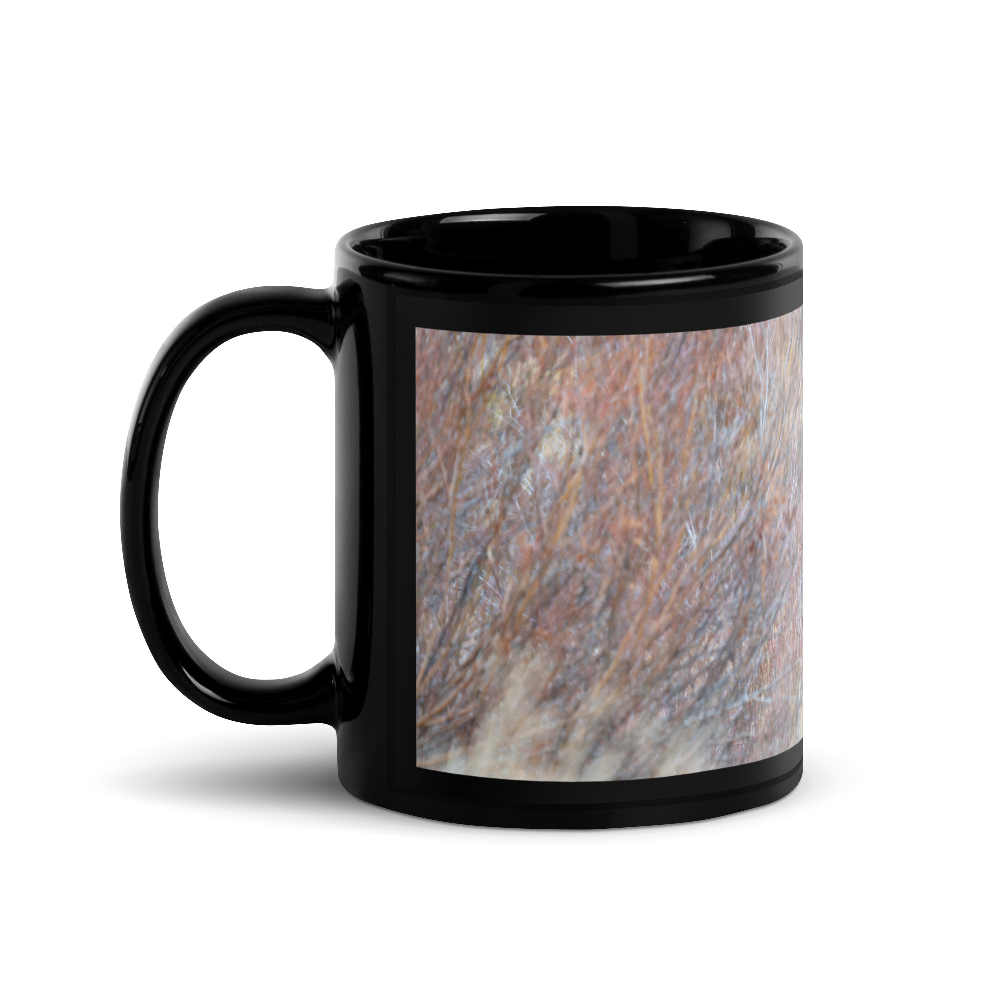 Moose Amidst Autumn Shrubs! Black Glossy Mug - Image 2