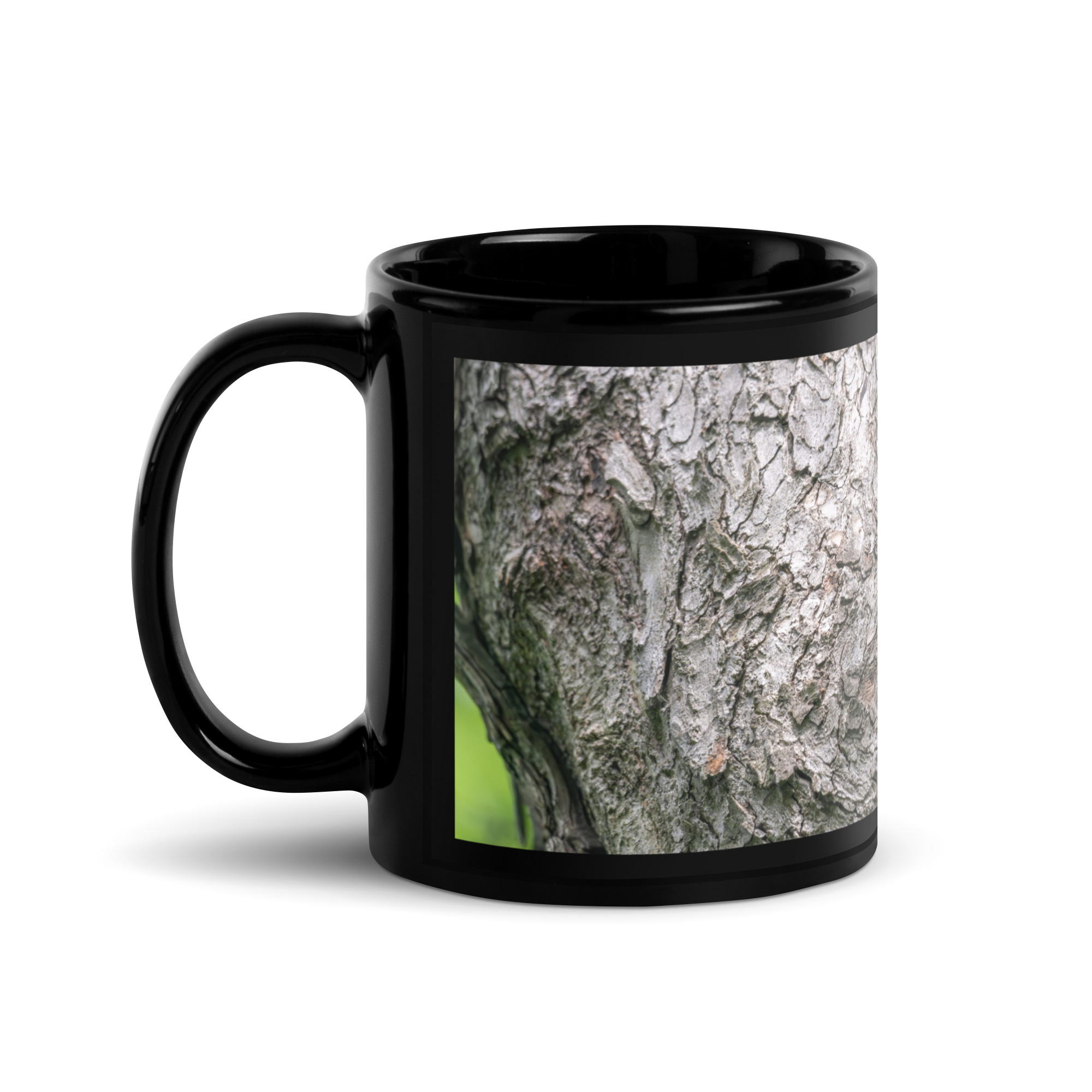 Curious Mama Racoon guarding its den! Black Glossy Mug - Image 2