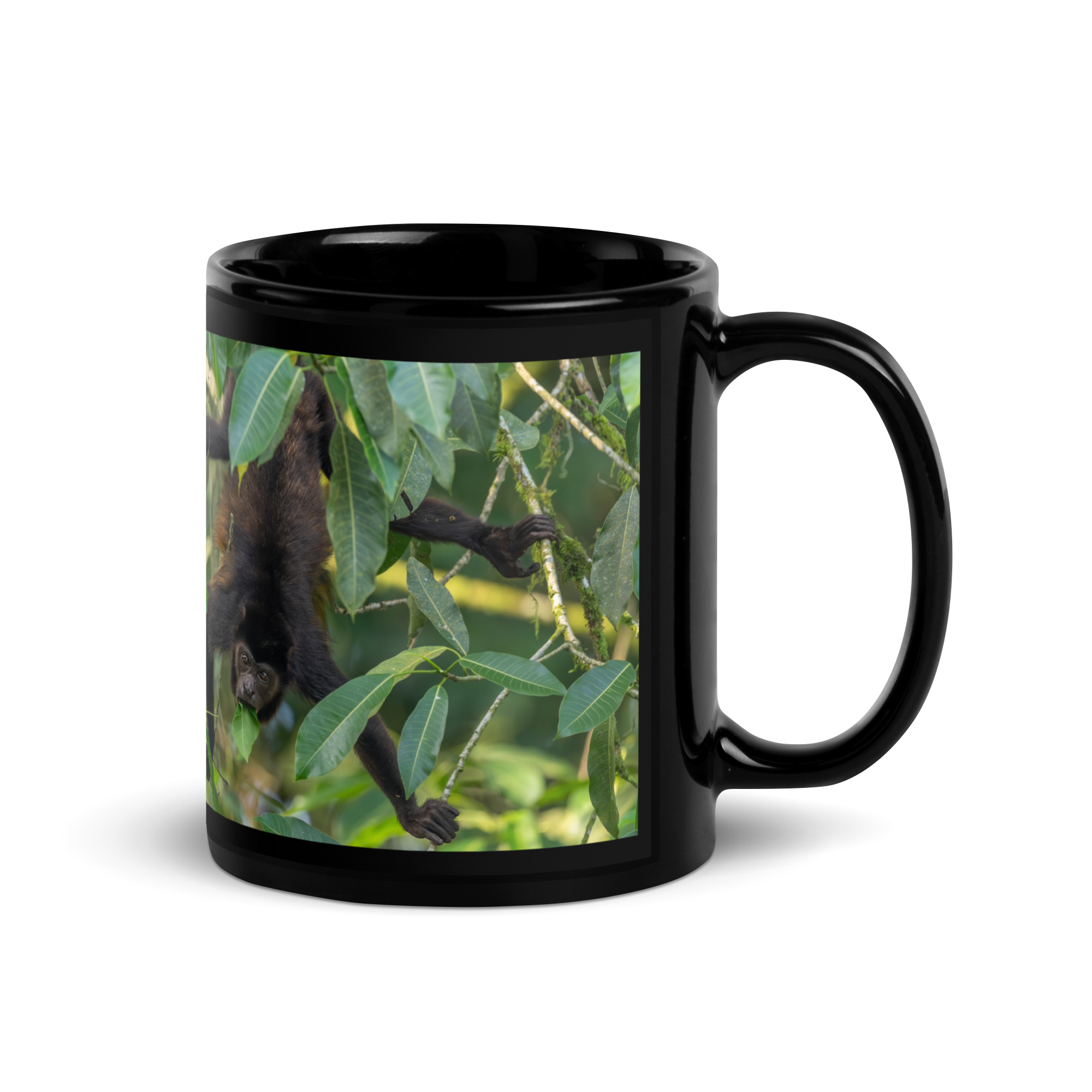 Howler monkey! Black Glossy Mug