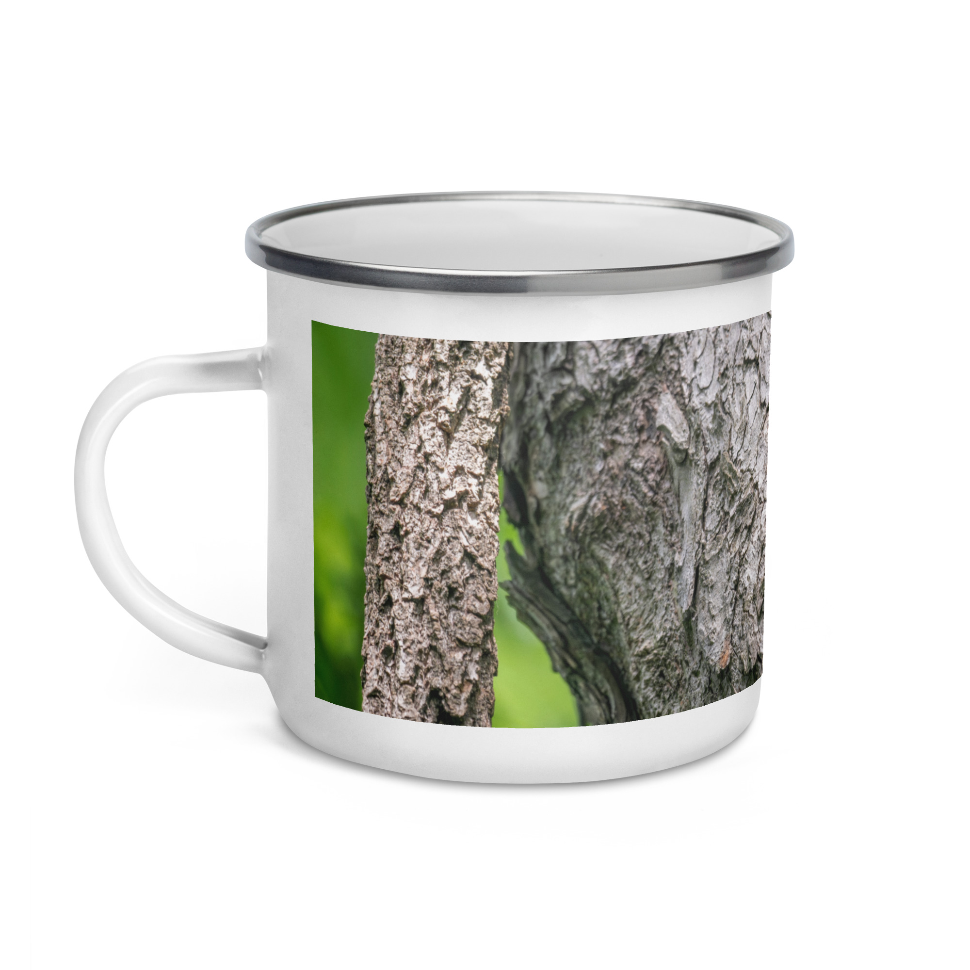 Curious Mama Racoon guarding its den! Enamel Mug - Image 3
