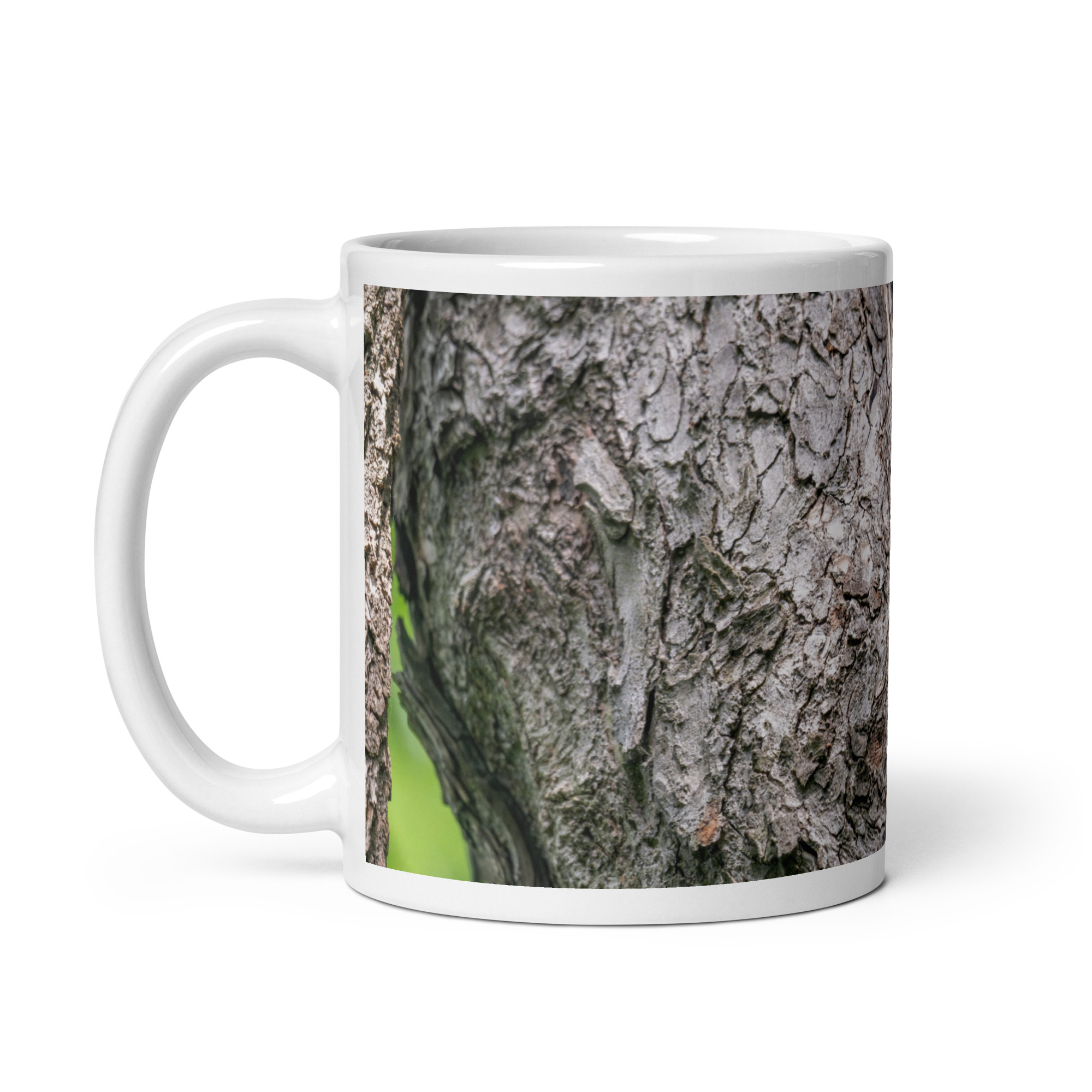 Curious Mama Racoon guarding its den! White glossy mug - Image 2