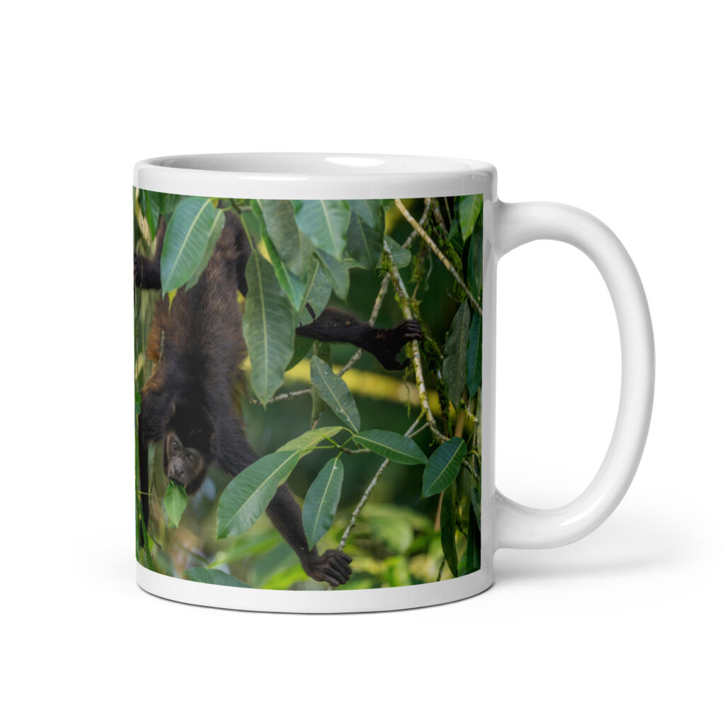 Howler monkey! White glossy mug