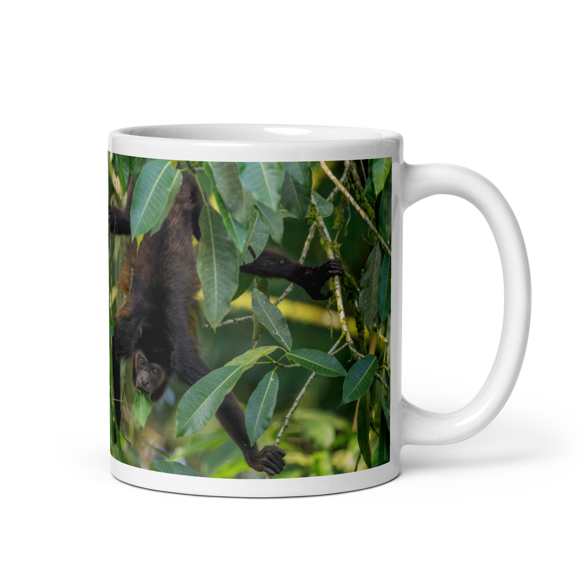 Howler monkey! White glossy mug