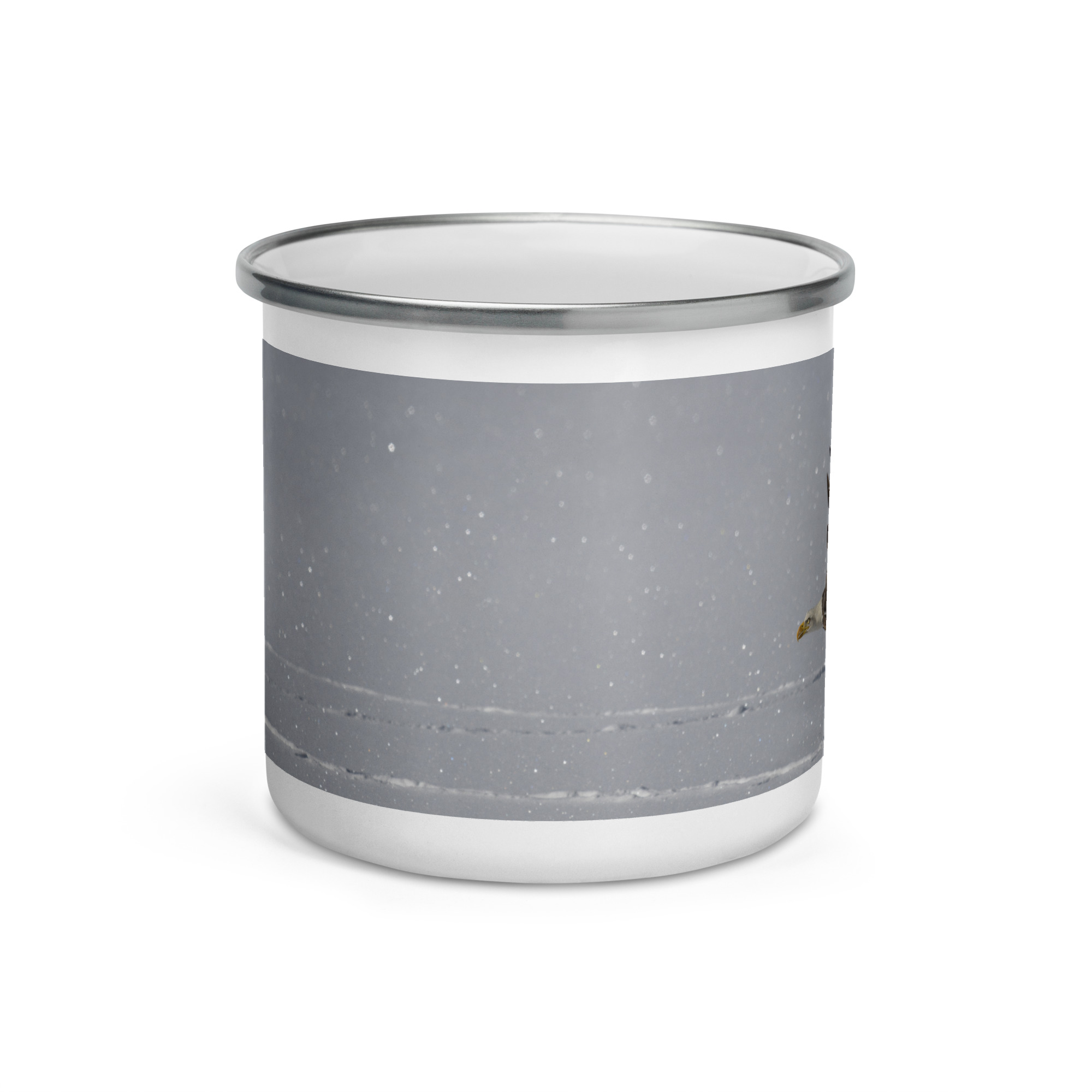Bald eagle hunting in snow! Enamel Mug - Image 2