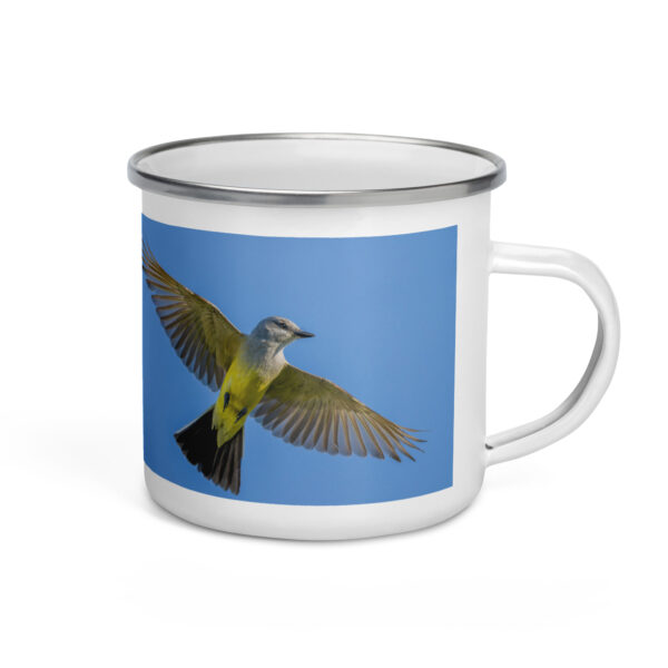 Western kingbird in flight! Enamel Mug