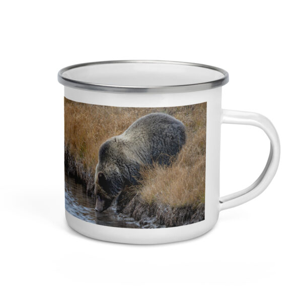 Grizzly bear quenching thirst! Enamel Mug