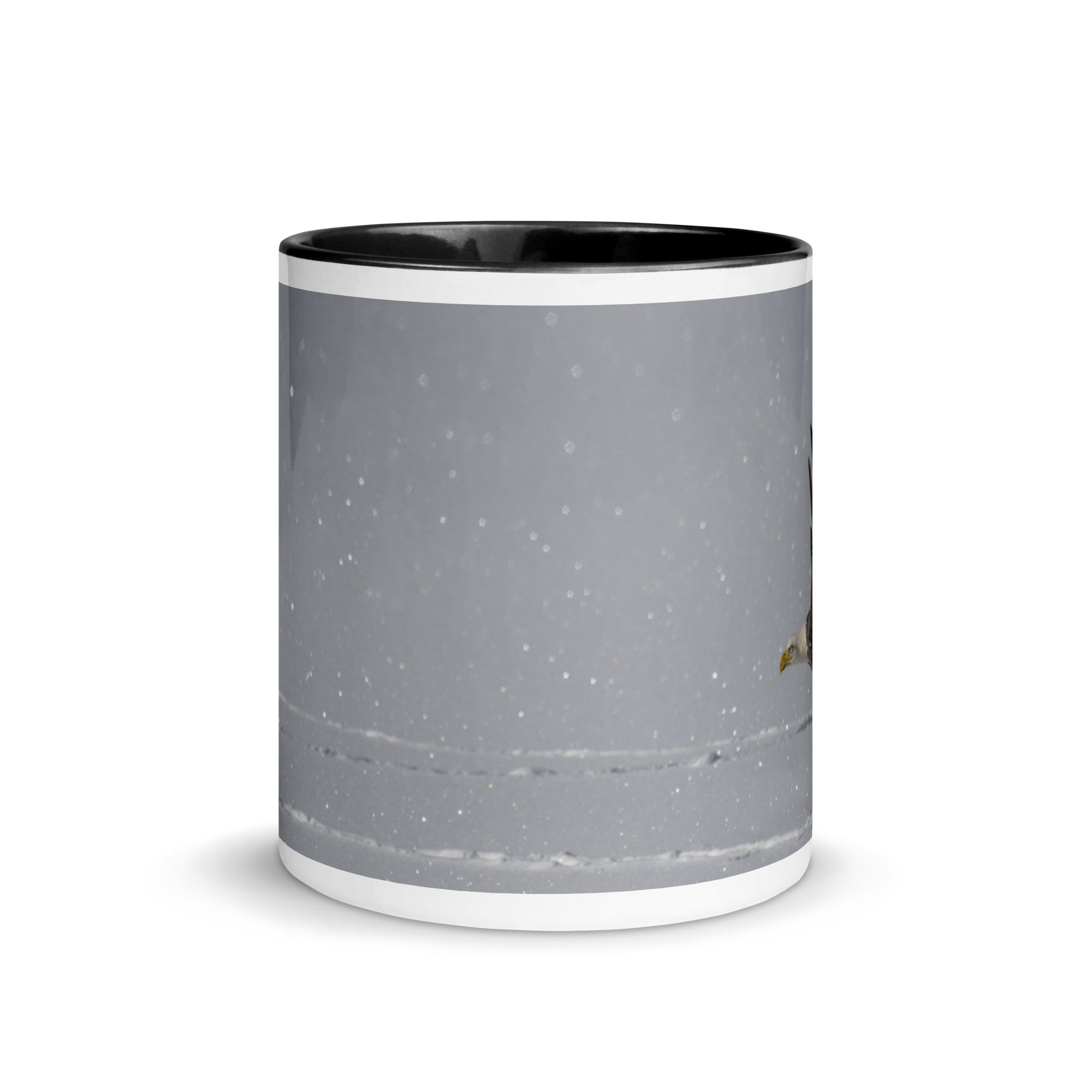 Bald eagle hunting in snow! Mug with Color Inside - Image 3