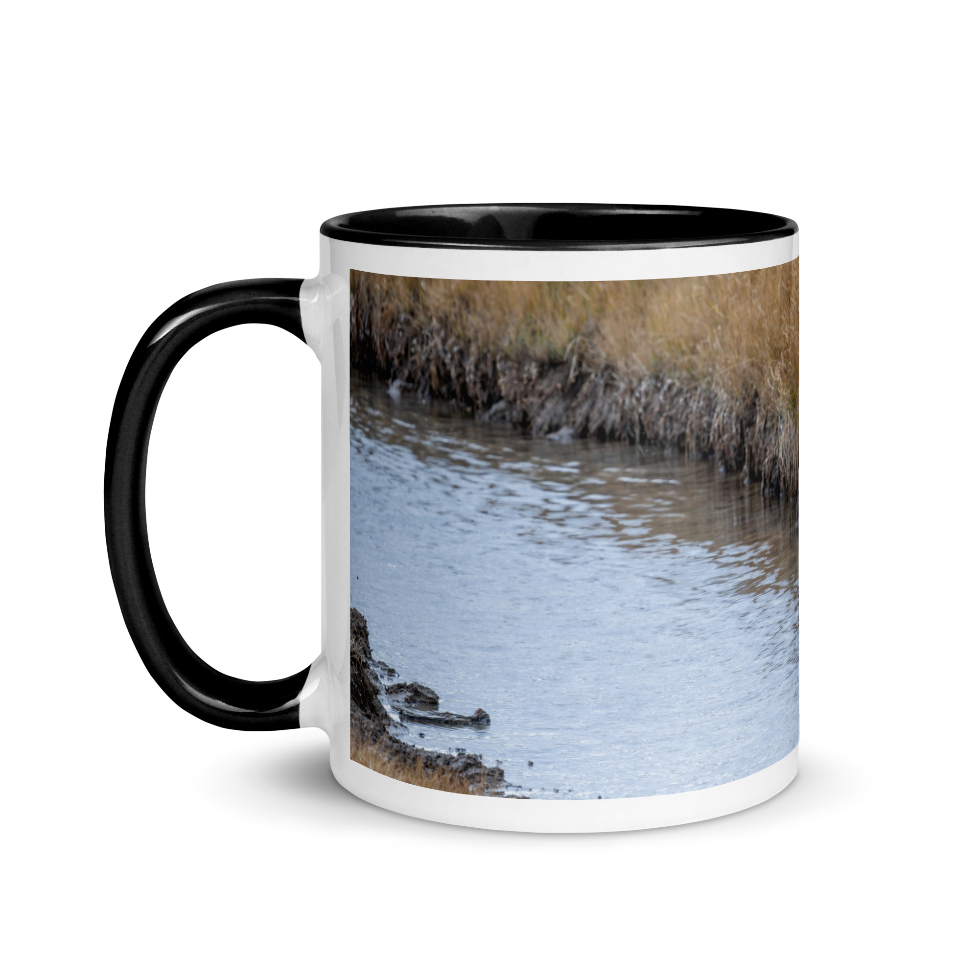 Grizzly bear quenching thirst! Mug with Color Inside - Image 4